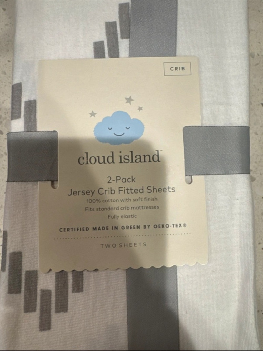 cloud island White and Gray Jersey Crib Fitted Sheets - 2-Pack
